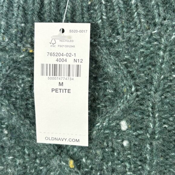 NWT Old Navy MP Petite Green Speckled Cable-Knit Popcorn Sweater Pullover - Picture 4 of 5